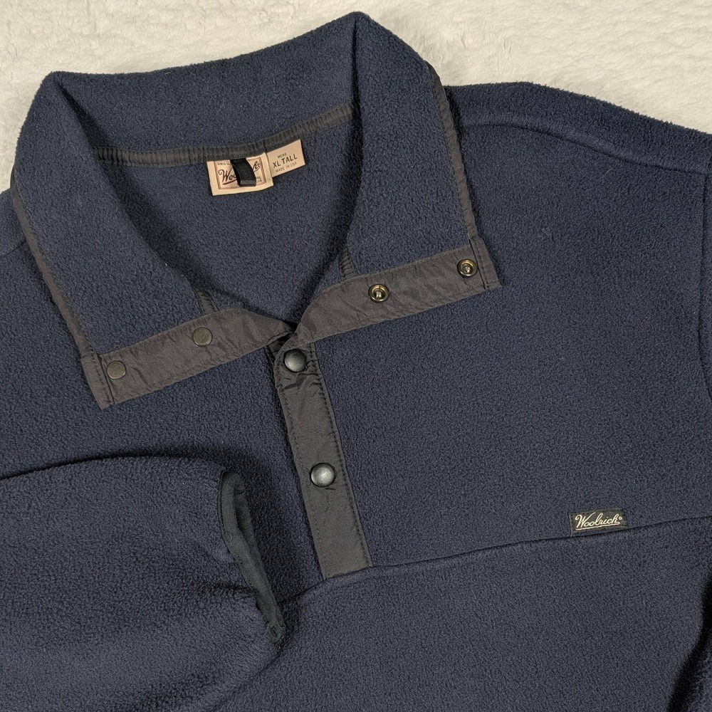 Vintage Woolrich Polartec Pullover Mens XLT Blue Fleece Snap Collar Big Tall USA - Picture 1 of 12